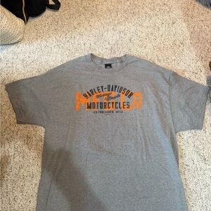 Harley-Davidson Gray and Orange Men's T-Shirt